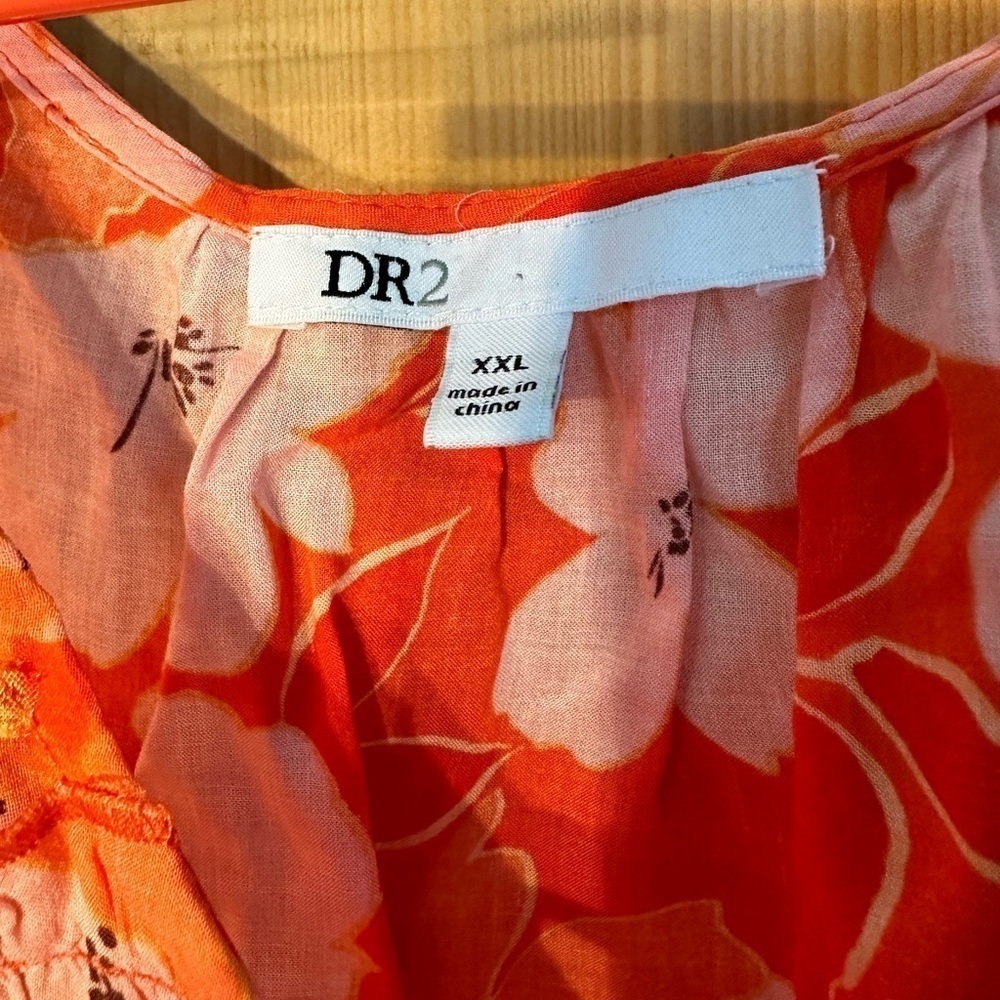 DR2 Gorgeous Cap Sleeve Lightweight Orange/Pink Floral Too Size XXL - Picture 4 of 10